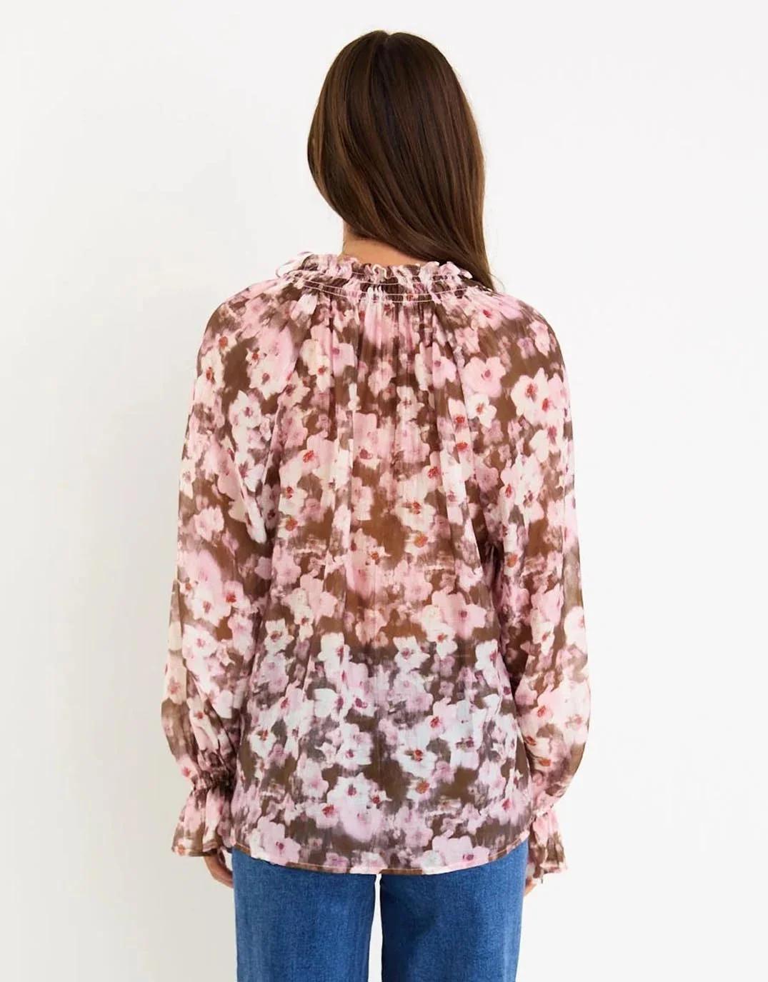 Odyssey Shirred Neck Top - Blush Chocolate - Image 5