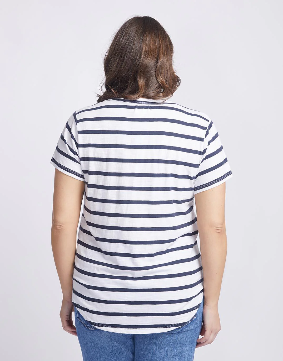 Original Round Neck T-Shirt - Navy/White Stripe - Image 7