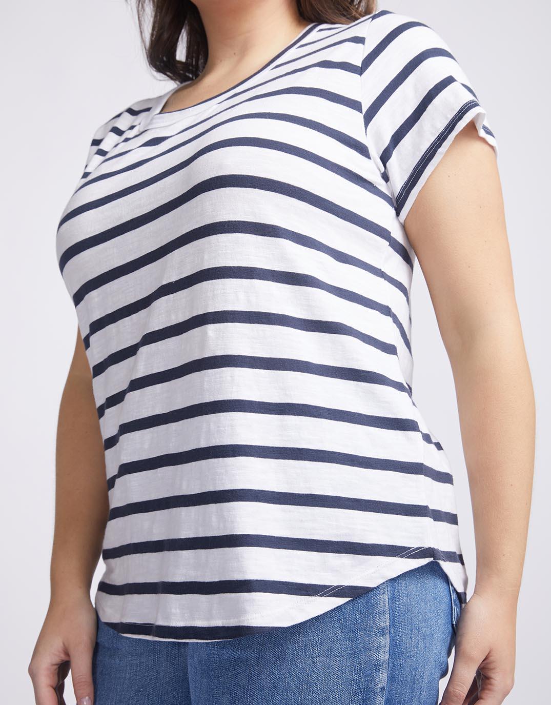 Original Round Neck T-Shirt - Navy/White Stripe - Image 8