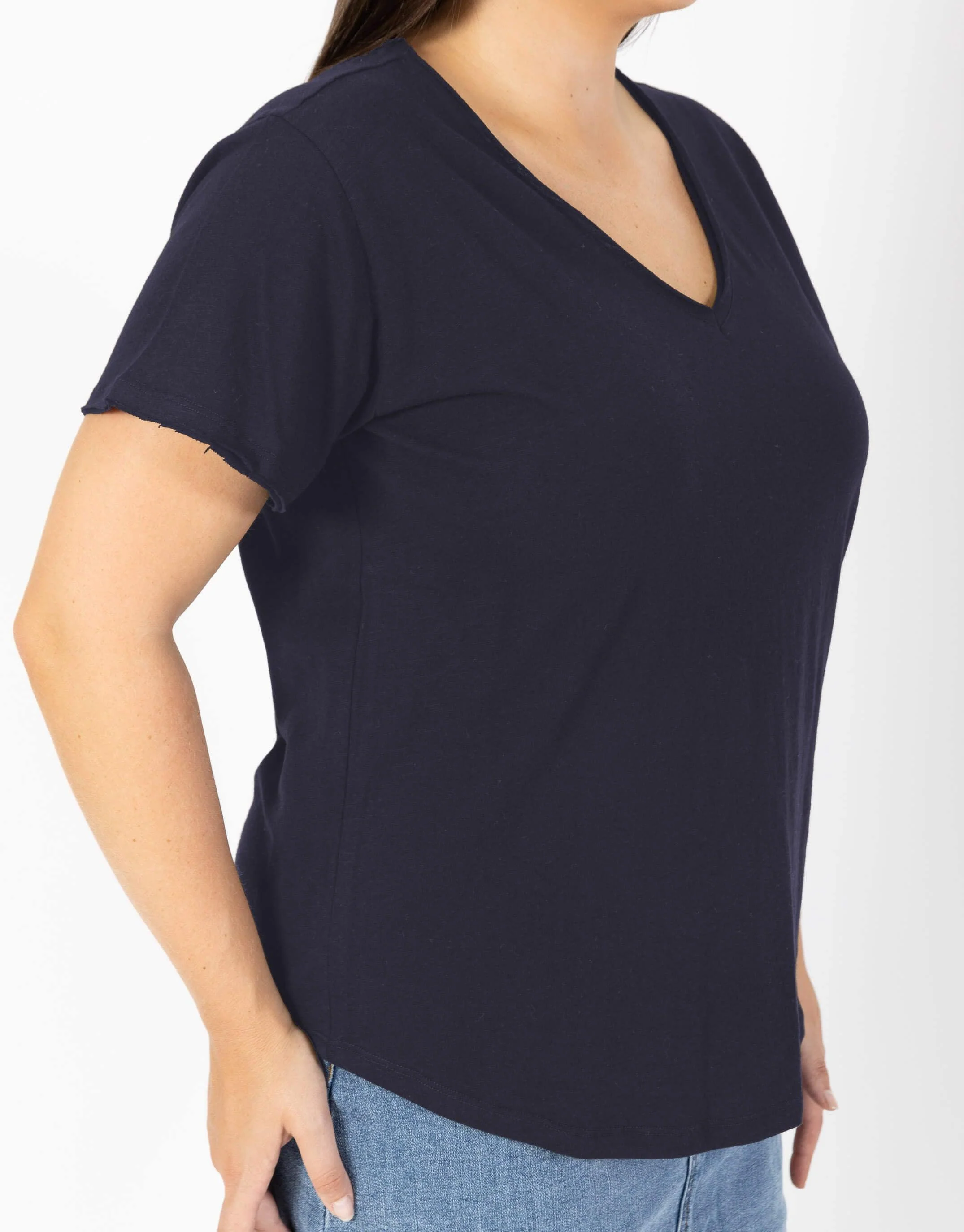 Original V Neck T-Shirt - Navy - Image 7