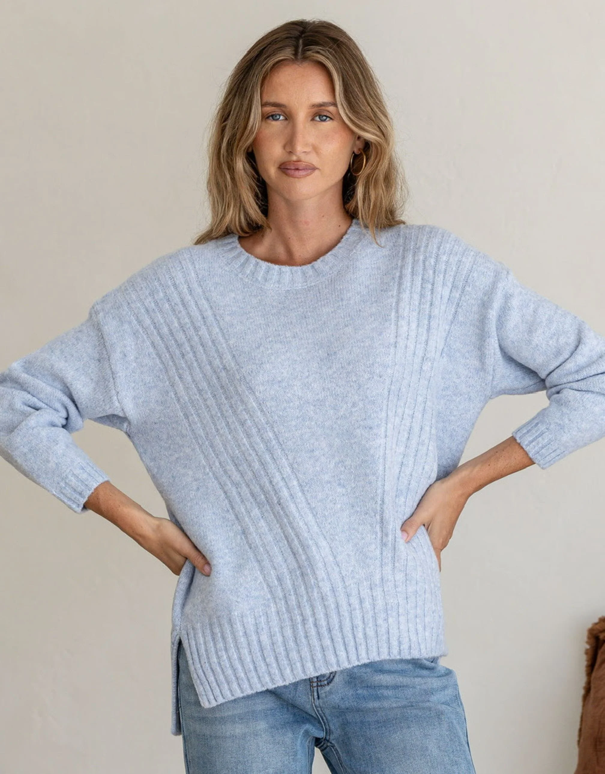 Oslo Woolblend Slouch Knit - Powder Blue - Image 2