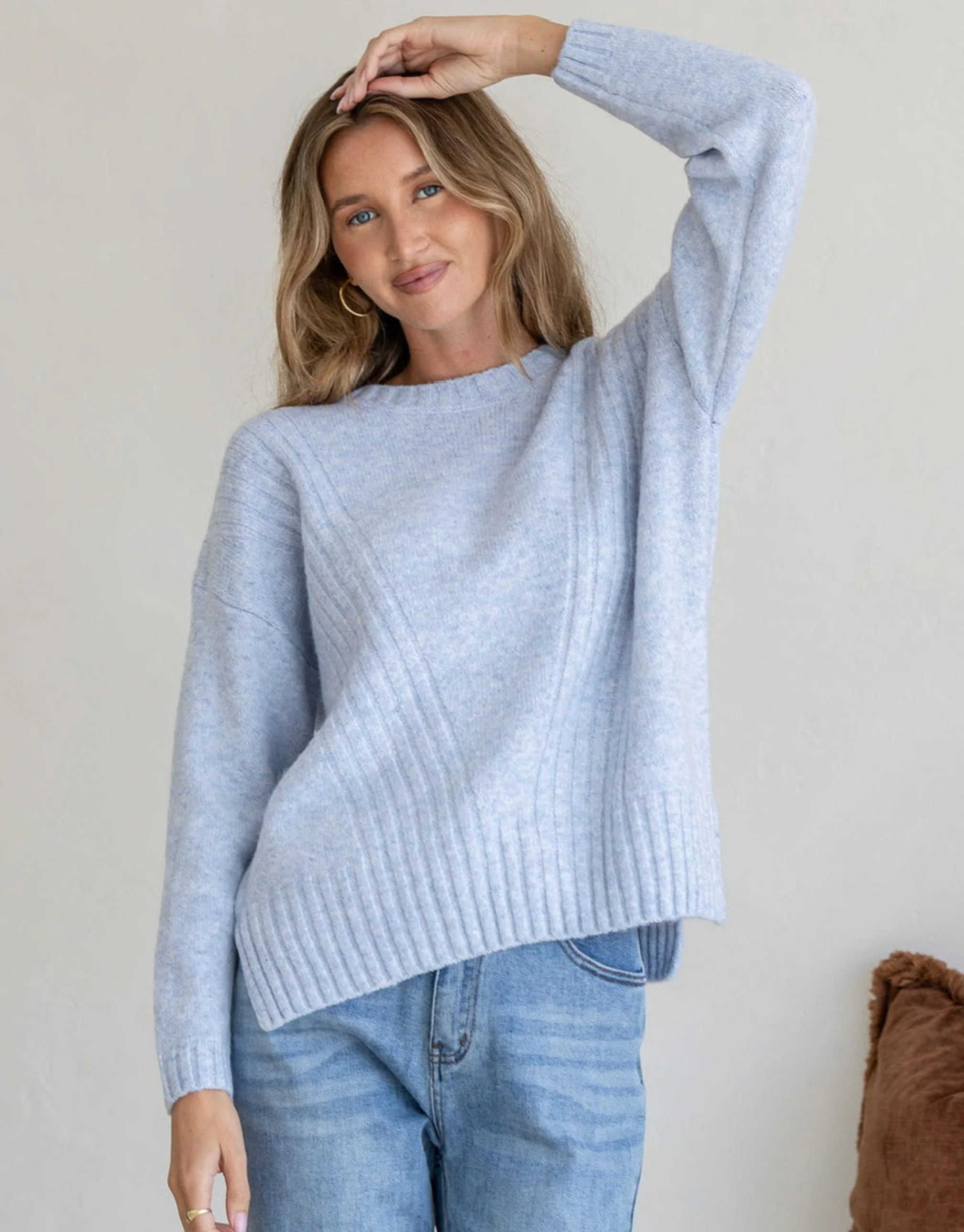 Oslo Woolblend Slouch Knit - Powder Blue - Image 3