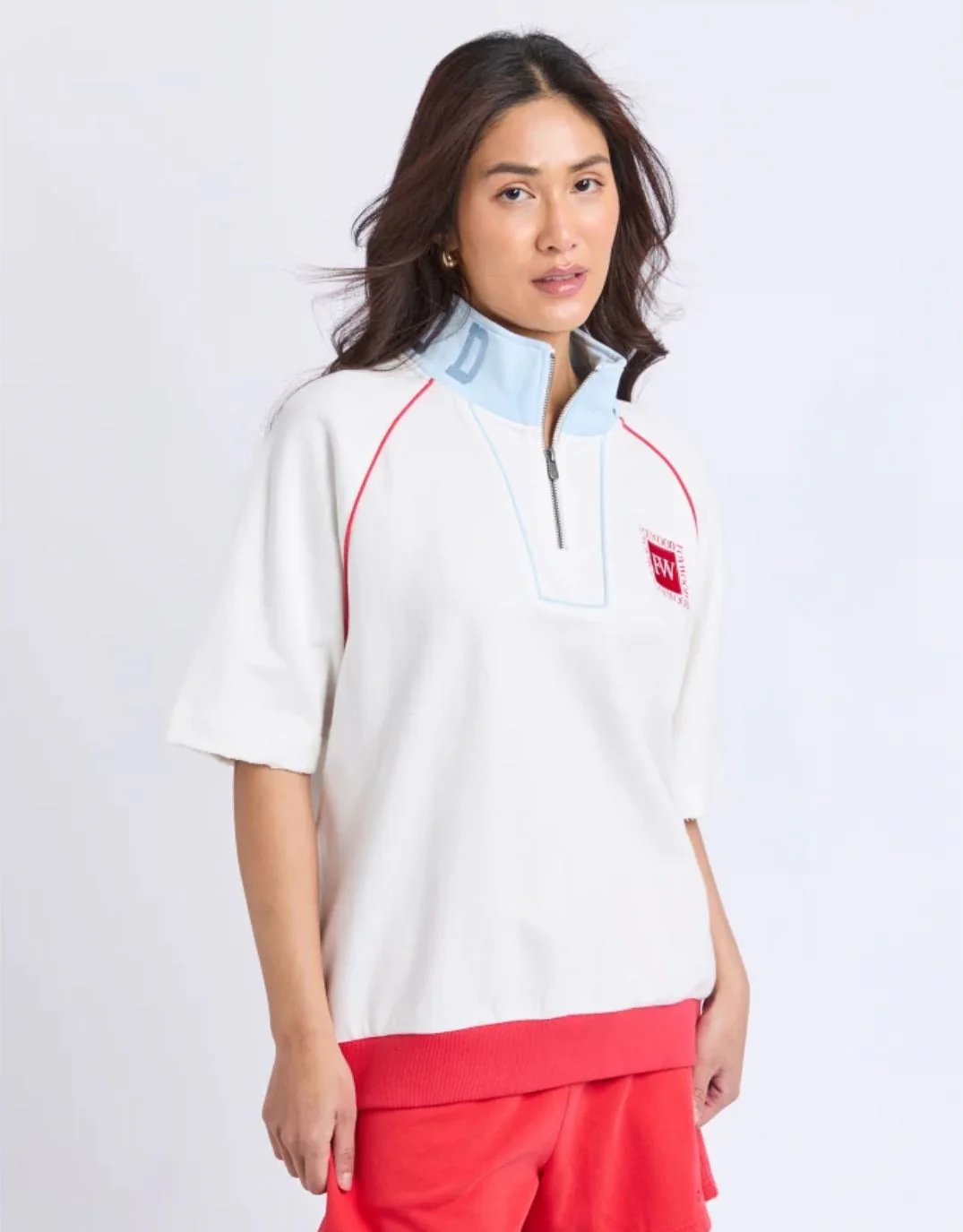 Piped Zip Crew -  Vintage White - Image 4