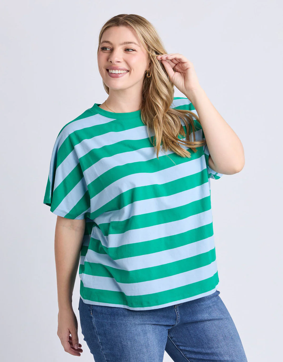 Poet Tee - Green & Blue Stripe - Image 2