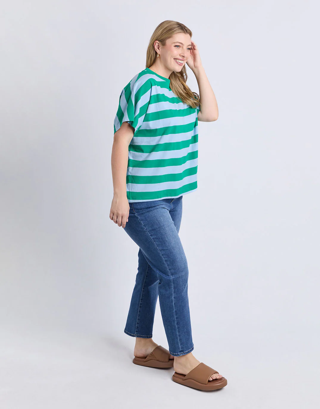 Poet Tee - Green & Blue Stripe - Image 6