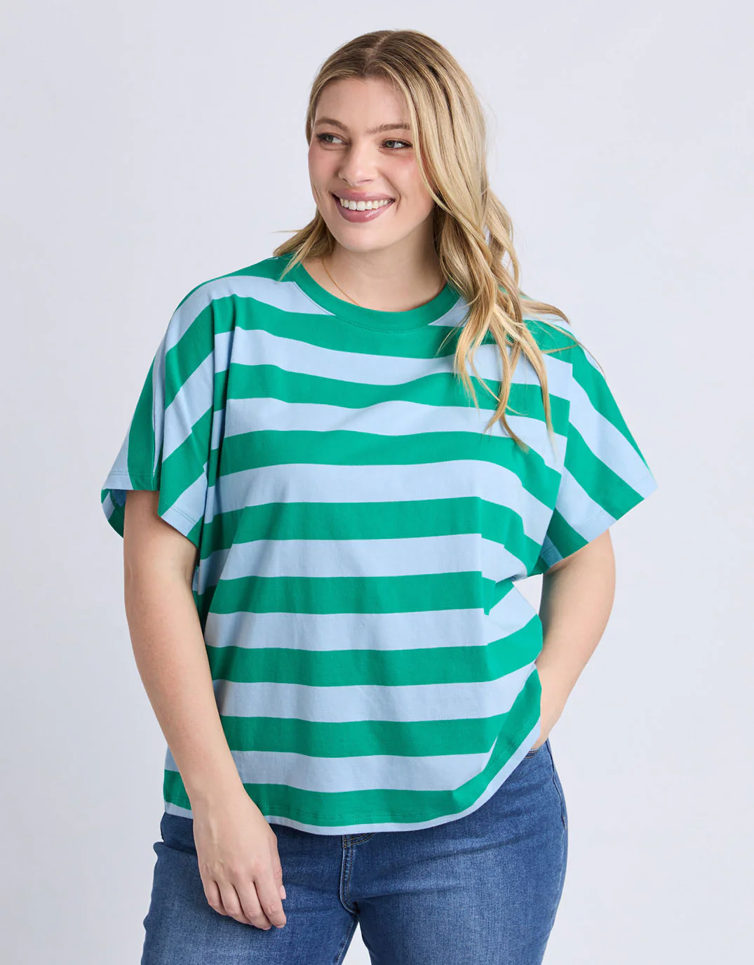 Poet Tee - Green & Blue Stripe - Image 8