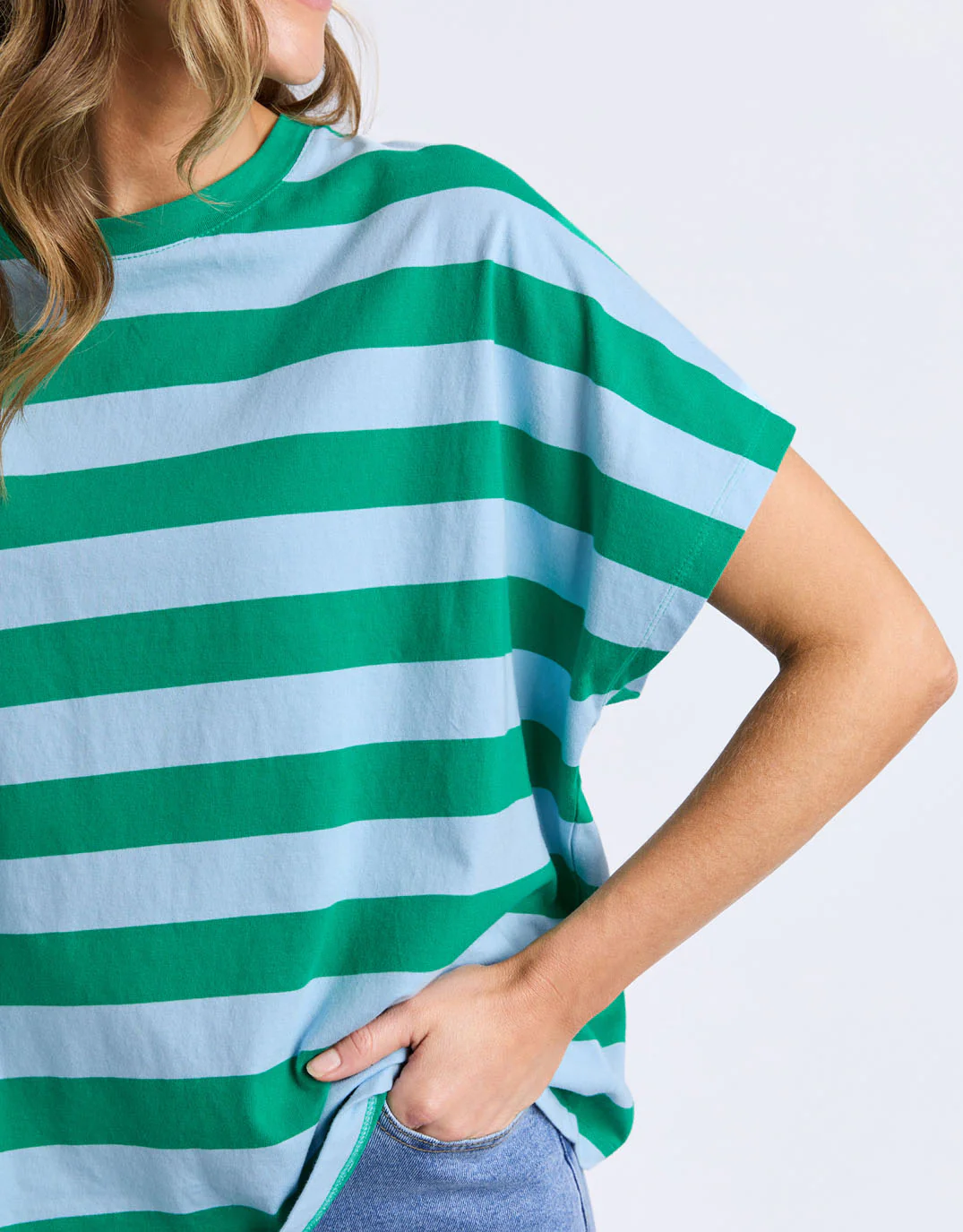 Poet Tee - Green & Blue Stripe - Image 9