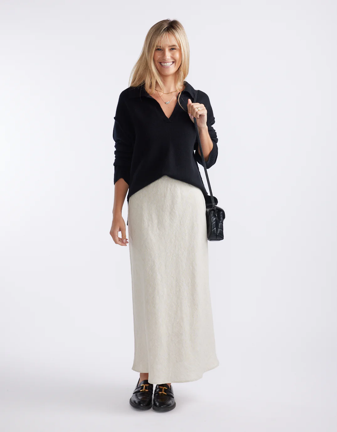 Provence Wool Cashmere Collared Knit - Black - Image 8