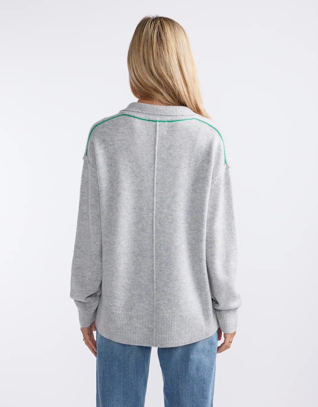 Provence Wool Cashmere Collared Knit - Grey Marle - Image 8