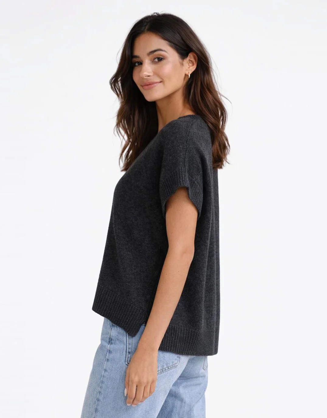 Rae V Neck Vest - Black Marle - Image 2