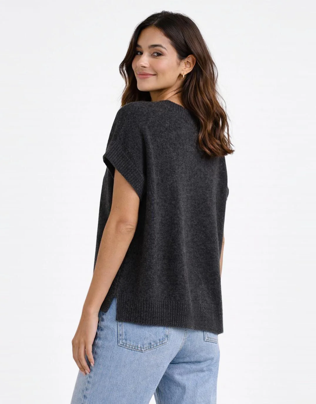 Rae V Neck Vest - Black Marle - Image 3