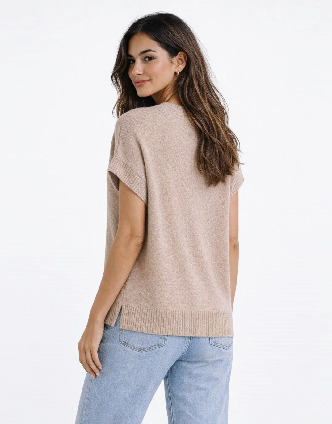Rae V Neck Vest - Brown Marle - Image 3