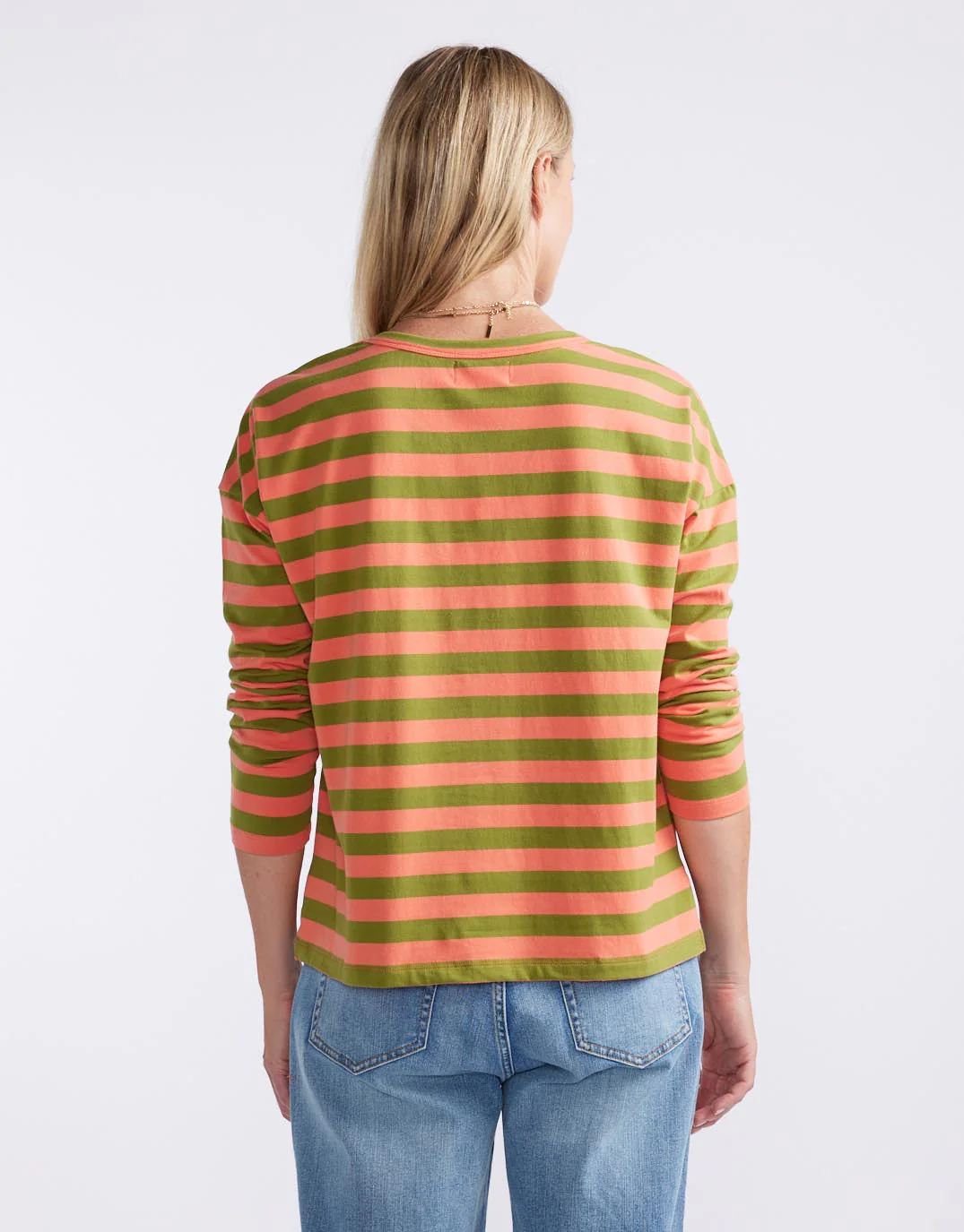 Relaxed Long Sleeve T-Shirt - Green/Melon - Image 7
