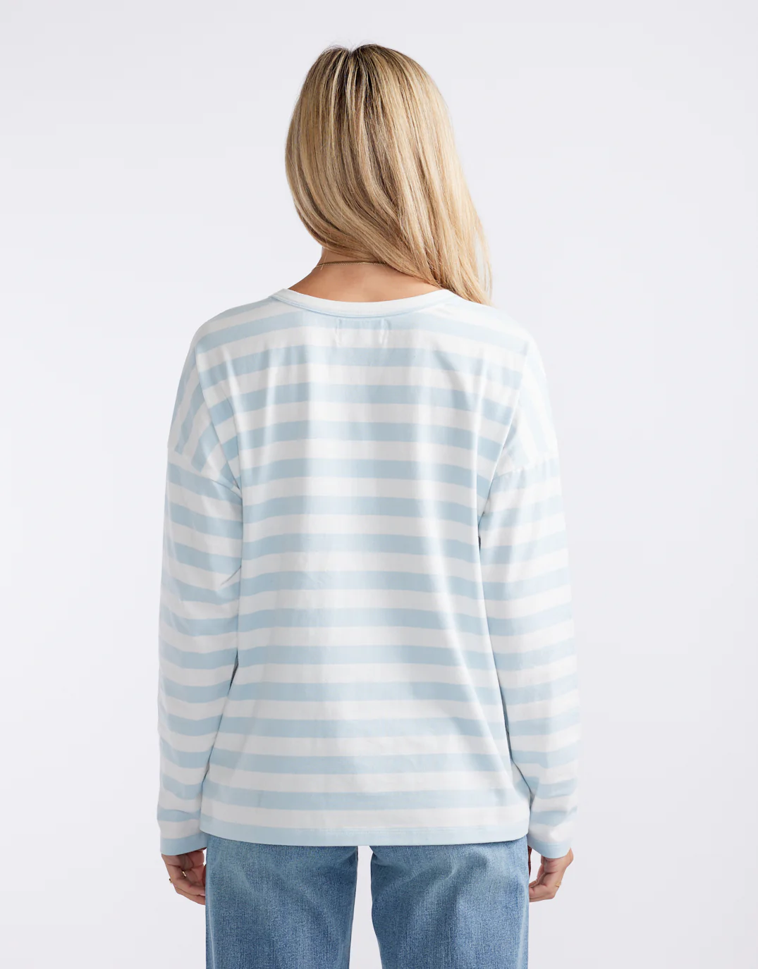 Relaxed Long Sleeve T-Shirt - Ice Blue/White - Image 4