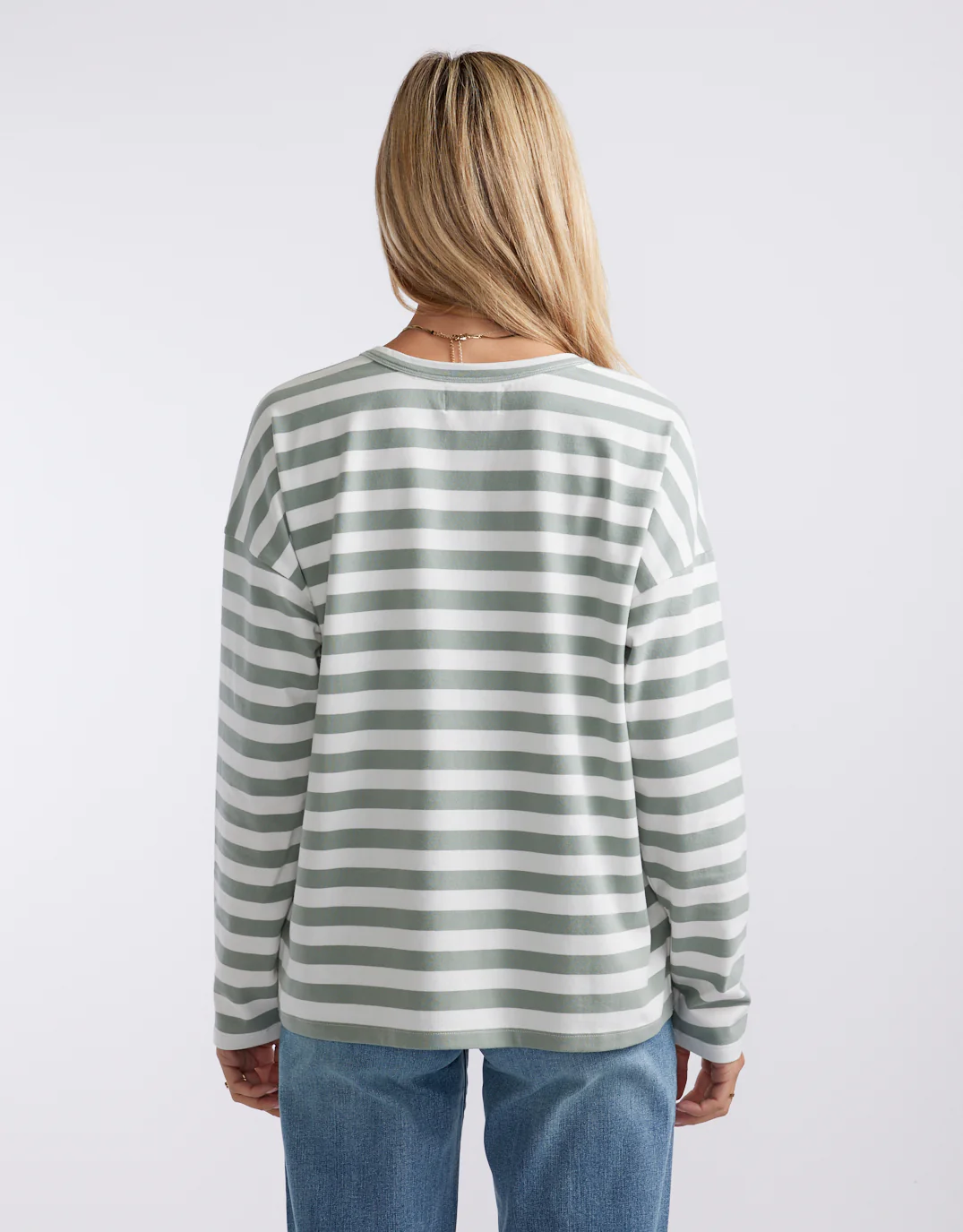 Relaxed Long Sleeve T-Shirt - Sage/Cream - Image 7