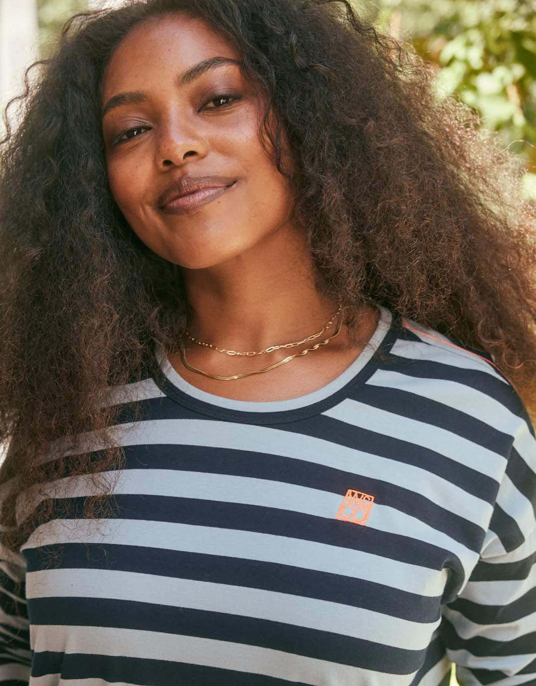 Relaxed Monogram Long Sleeve T-Shirt - Navy/Denim Stripe - Image 2