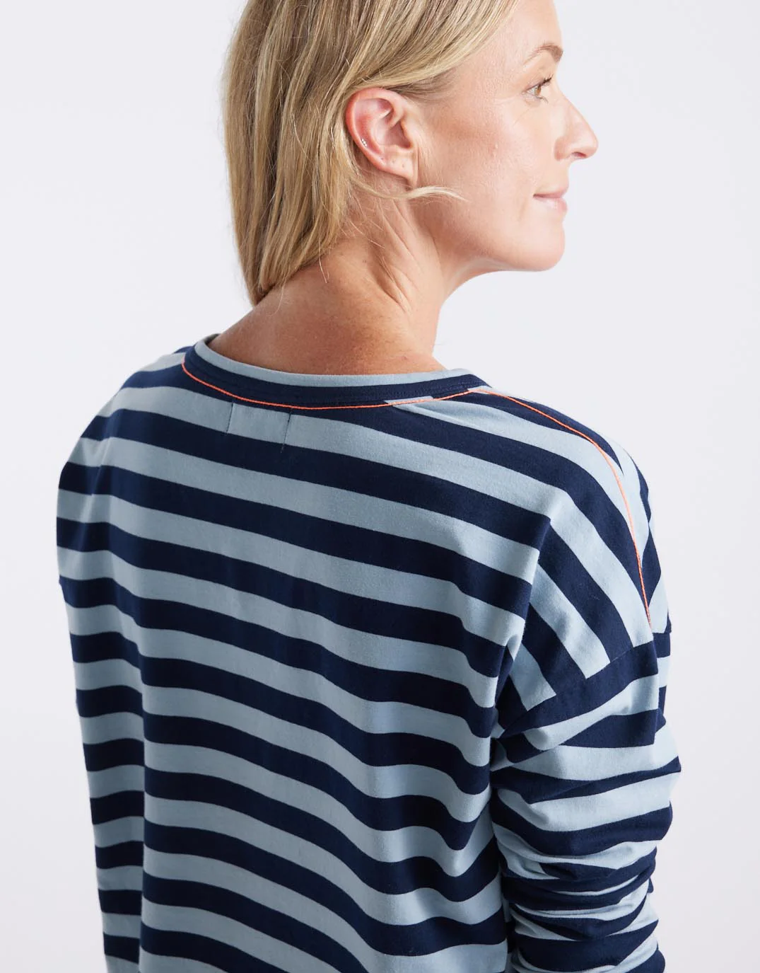 Relaxed Monogram Long Sleeve T-Shirt - Navy/Denim Stripe - Image 6