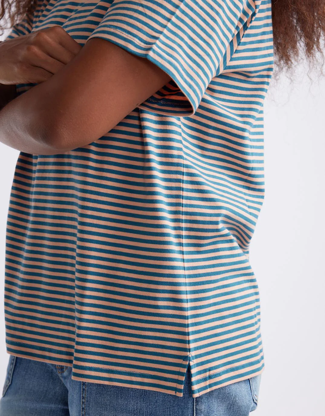 Relaxed Tee - Teal/Peach Stripe - Image 4