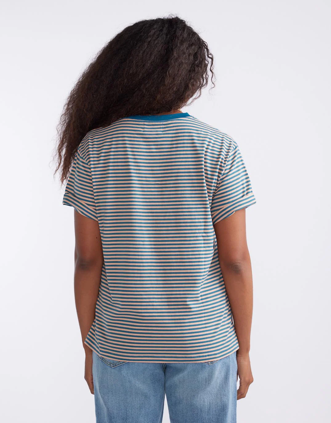 Relaxed Tee - Teal/Peach Stripe - Image 5