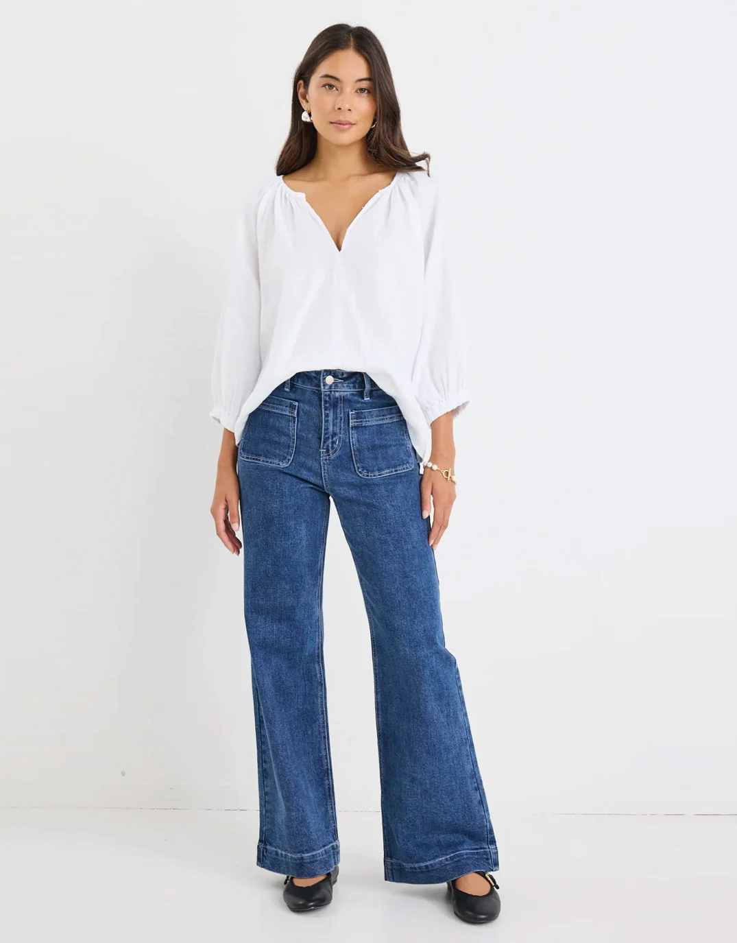 Revolutionary Linen Relaxed Long Sleeve Top - White - Image 3