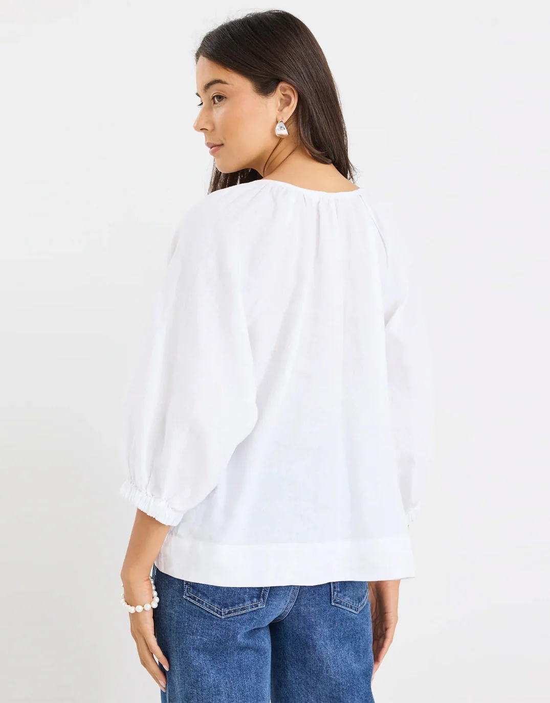 Revolutionary Linen Relaxed Long Sleeve Top - White - Image 6
