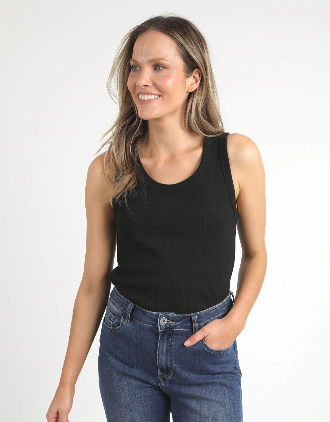 Rib Crew Tank - Black - Image 6