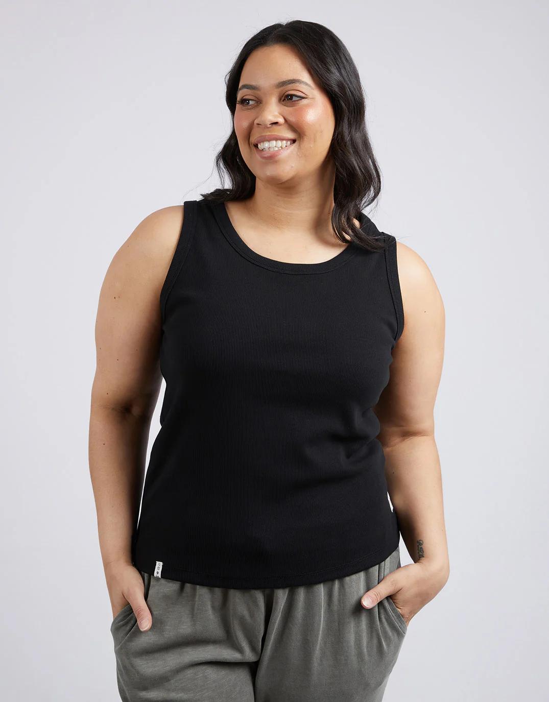 Rib Crew Tank - Black - Image 7