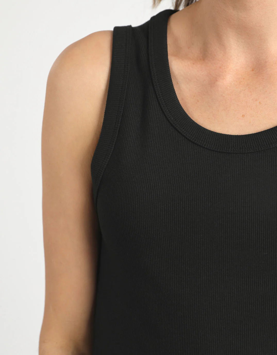 Rib Crew Tank - Black - Image 9