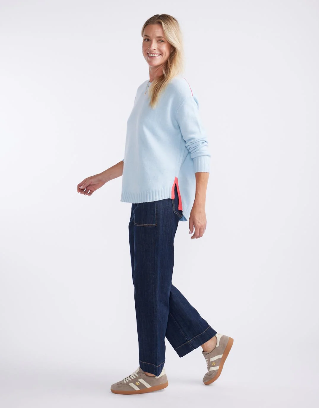 Saint Germain Wool Cashmere Scoop Hem Knit - Ice Blue - Image 11