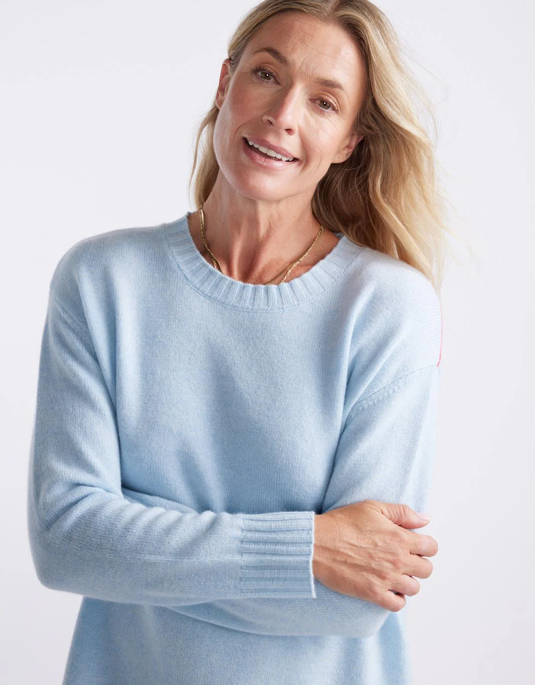Saint Germain Wool Cashmere Scoop Hem Knit - Ice Blue - Image 6
