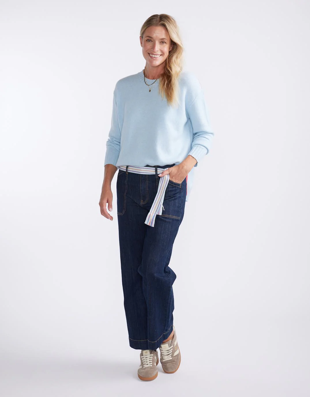 Saint Germain Wool Cashmere Scoop Hem Knit - Ice Blue - Image 7