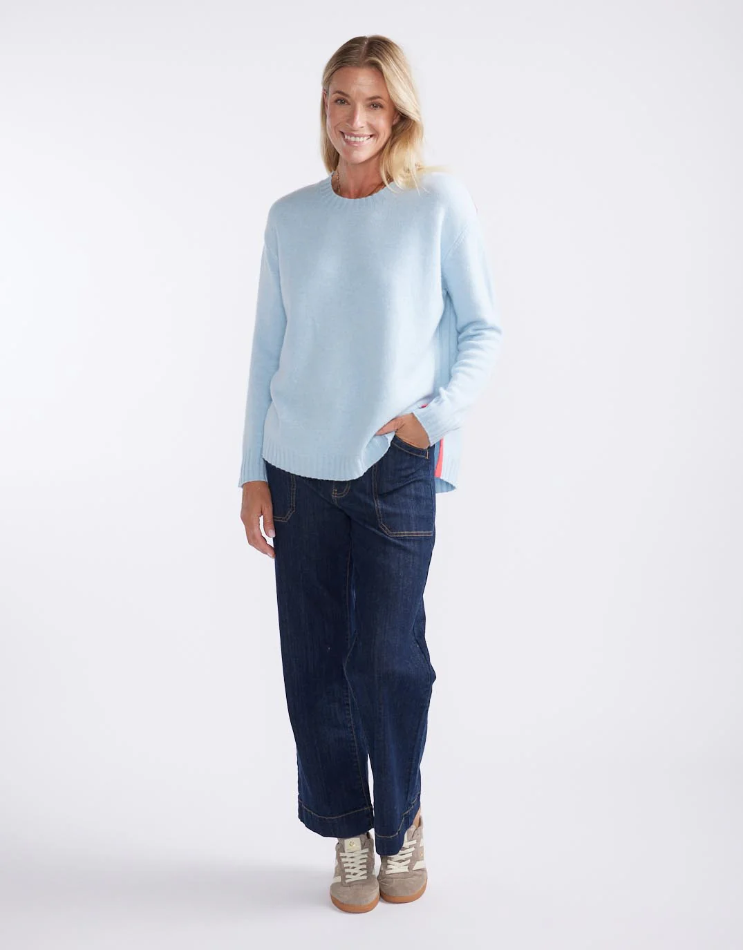 Saint Germain Wool Cashmere Scoop Hem Knit - Ice Blue - Image 8