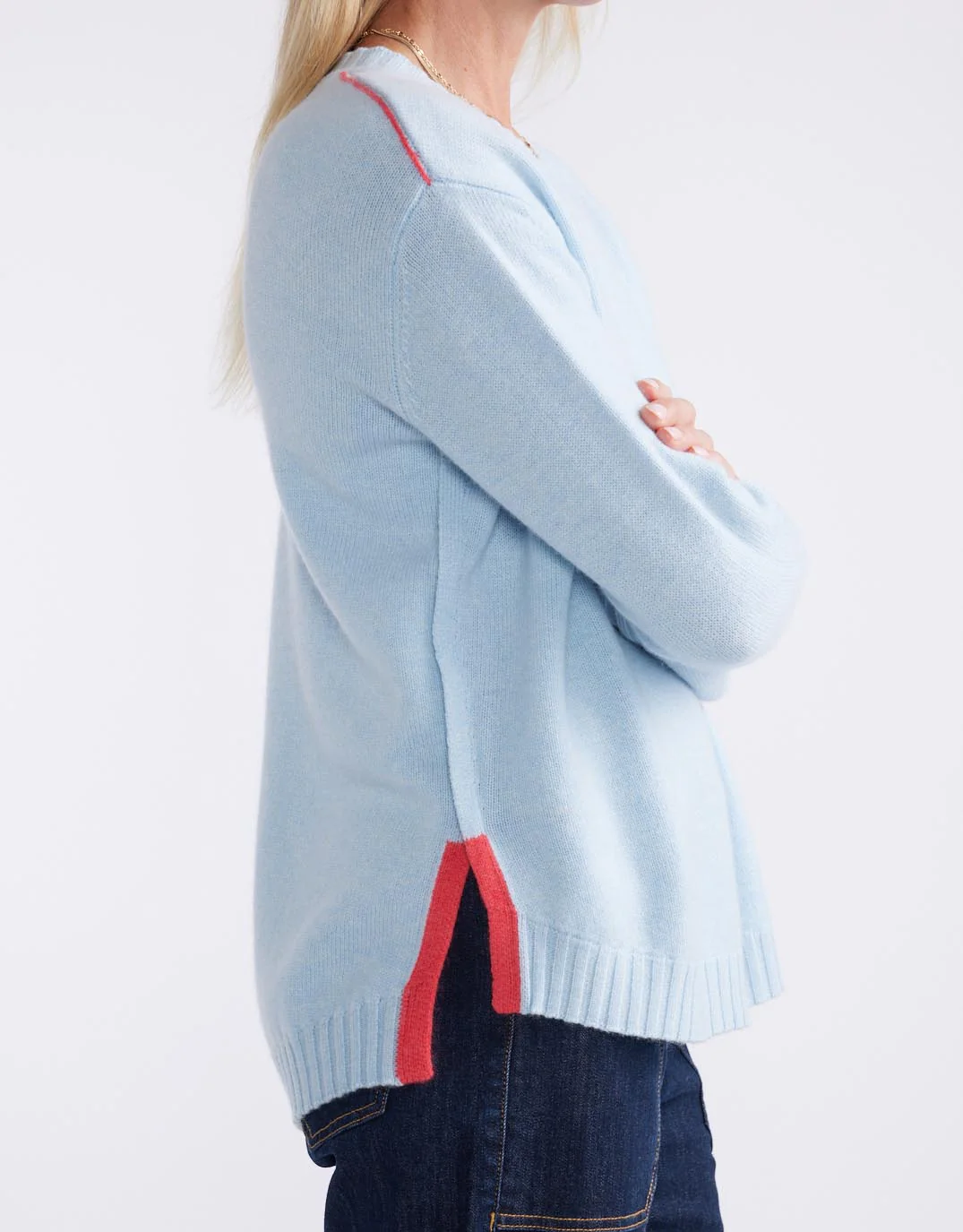 Saint Germain Wool Cashmere Scoop Hem Knit - Ice Blue - Image 9