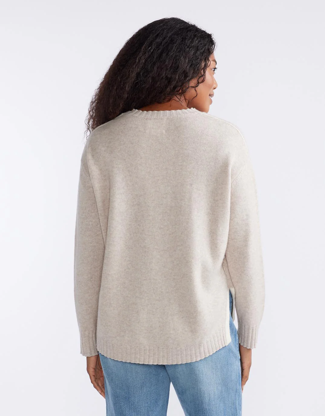 Saint Germain Wool Cashmere Scoop Hem Knit - Oat - Image 10