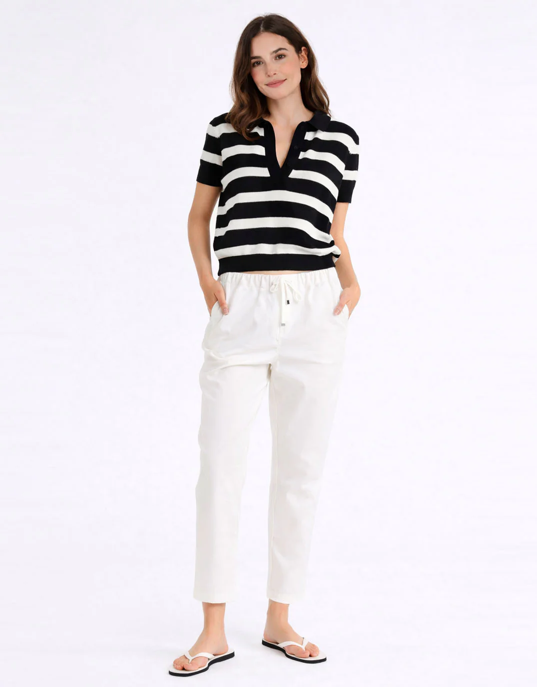 Salford Knit Polo - Cream/Black - Image 2