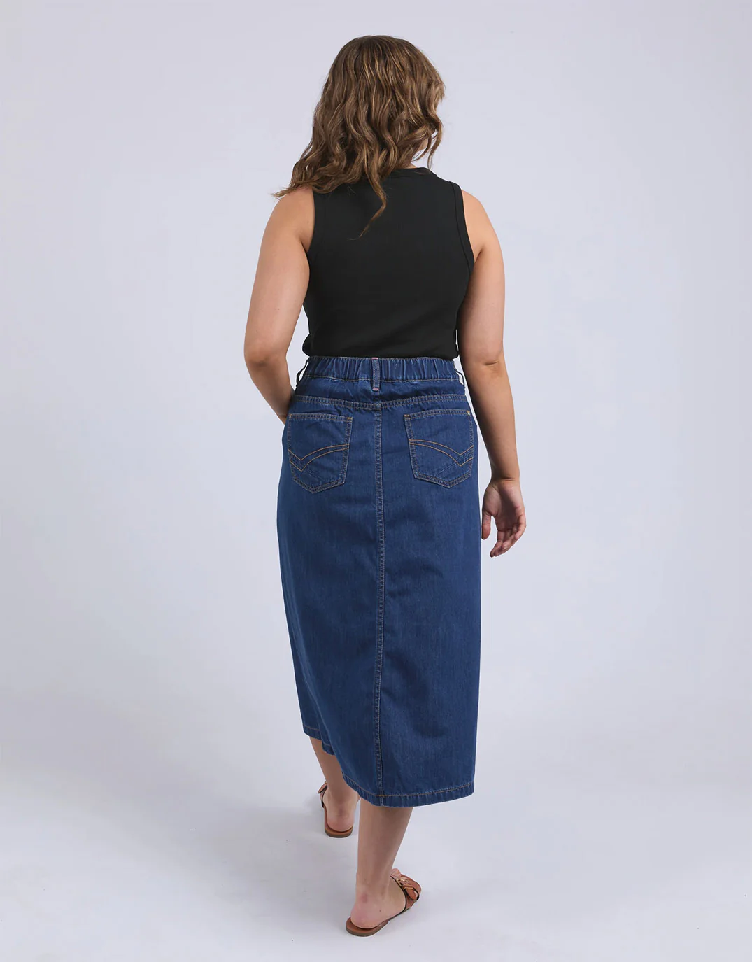 Scallop Edge Denim Skirt - Mid Blue Wash - Image 7