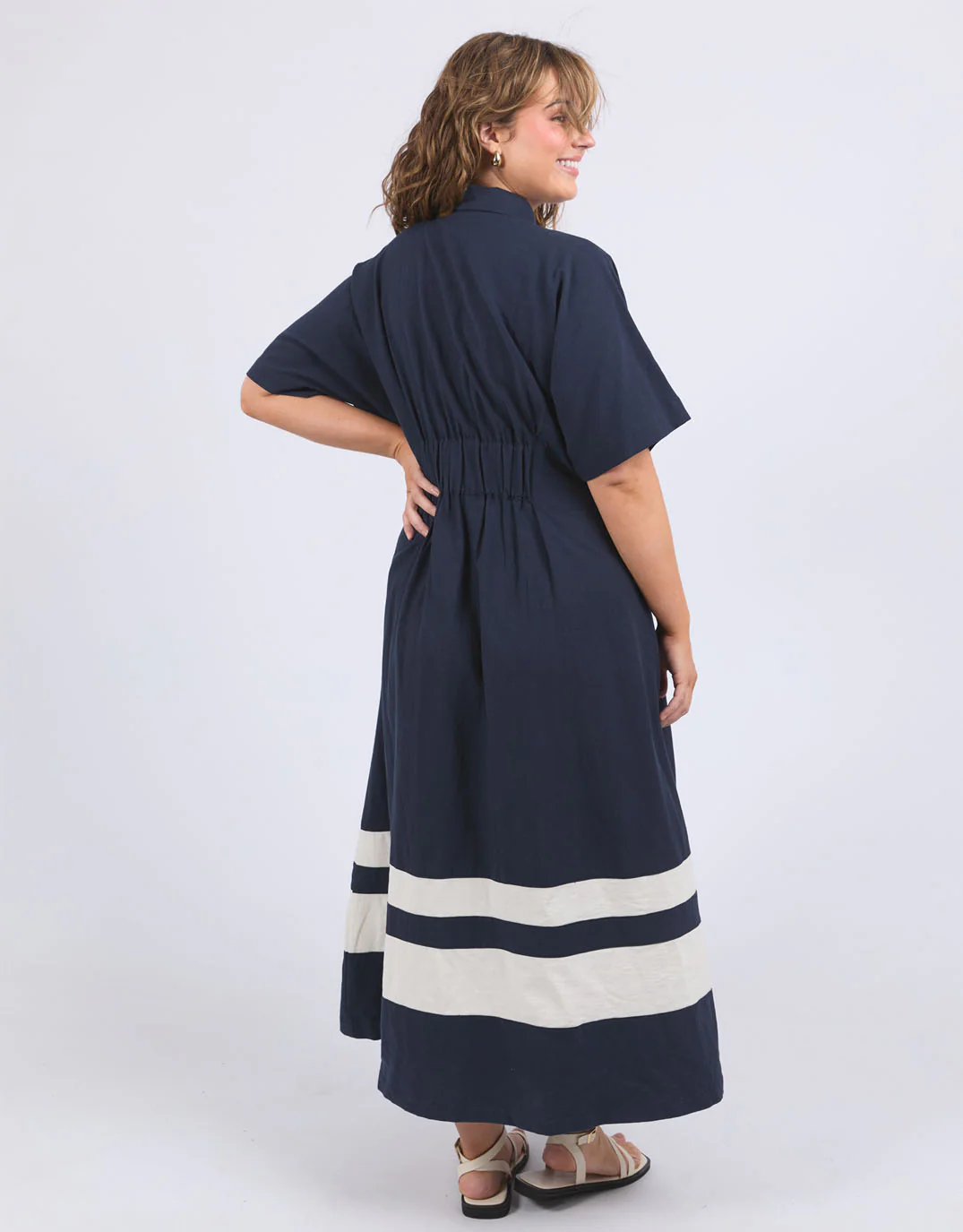 Scarlet Midi Dress - Navy Stripe - Image 4