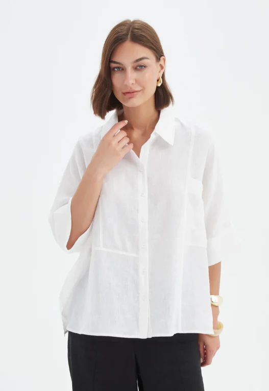 Seam Detail Boxy Shirt - White - Image 3