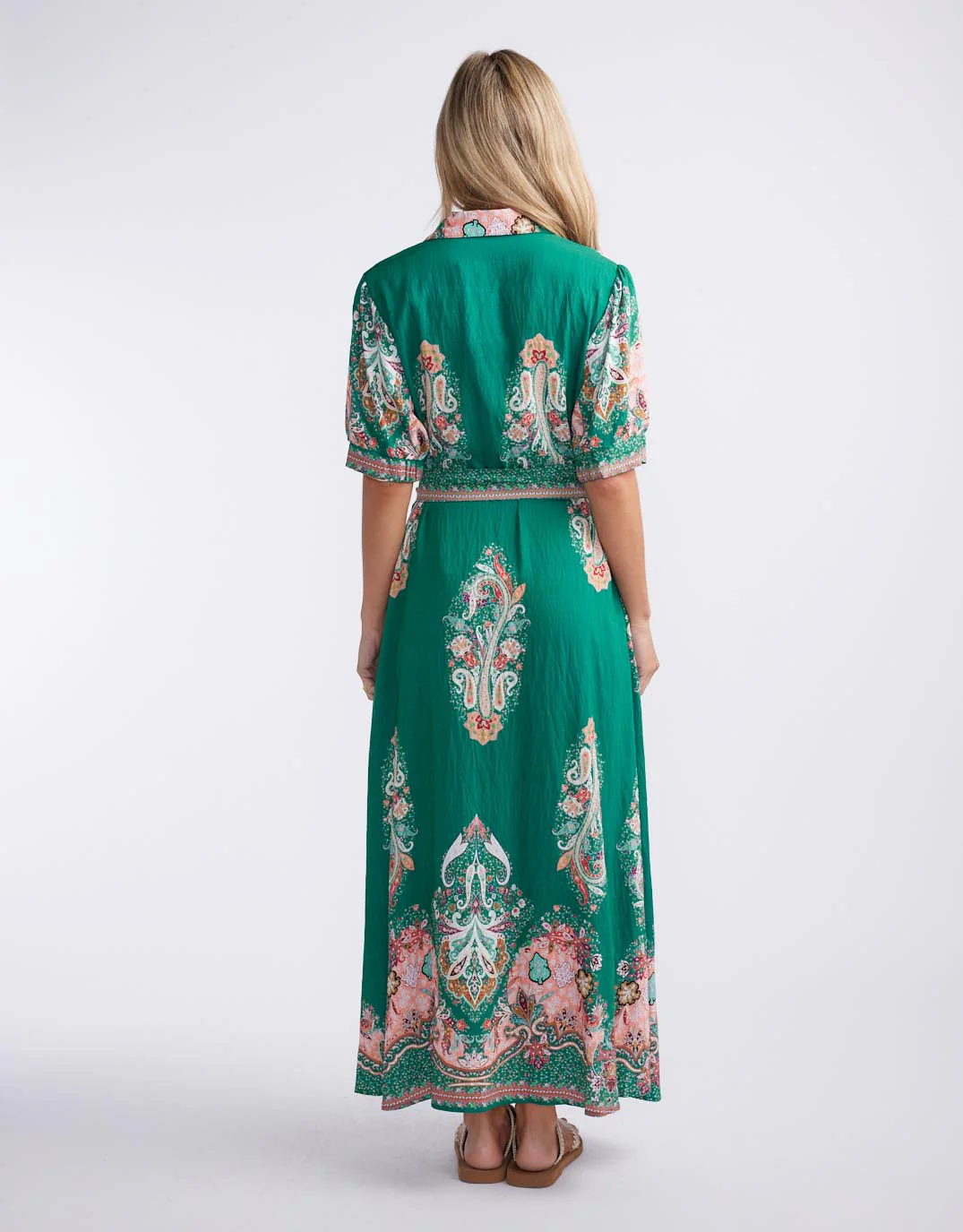 Shirt Midi Dress - Green Print - Image 4