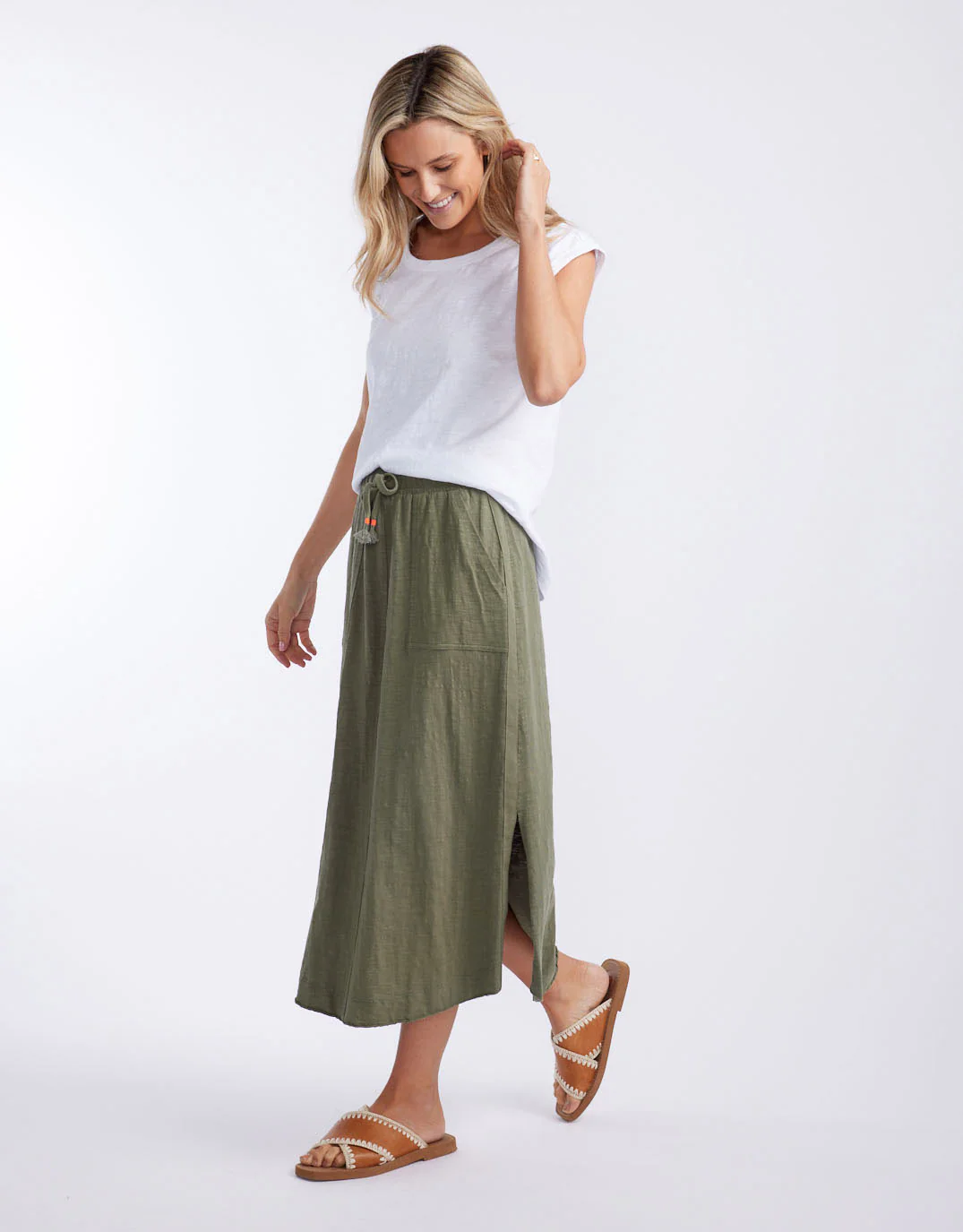 Signature Midi Skirt - Khaki