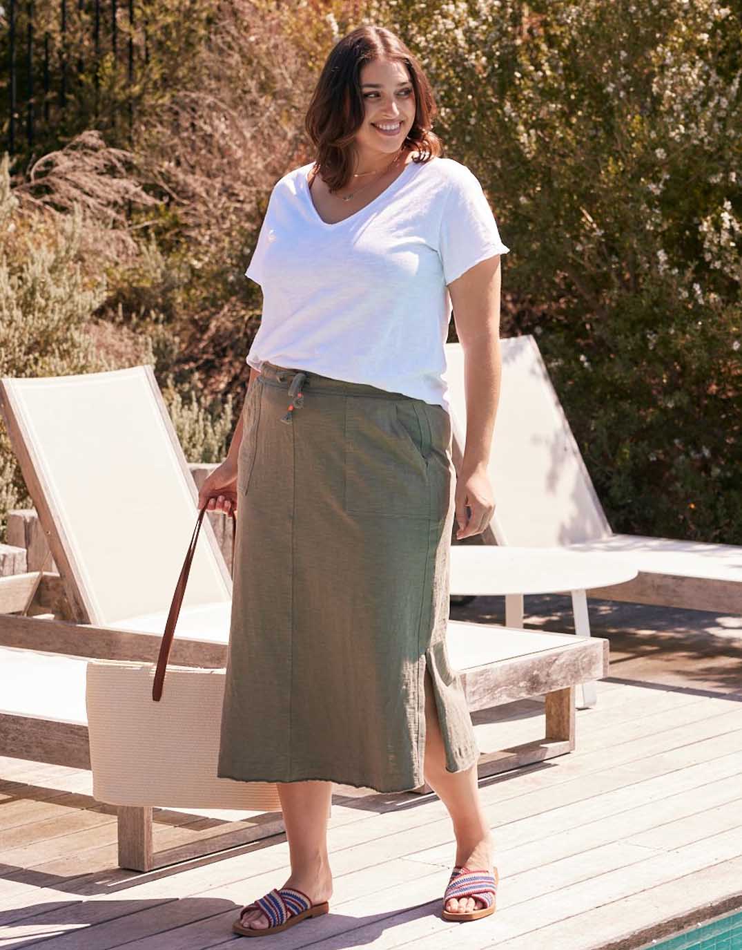 Signature Midi Skirt - Khaki - Image 2