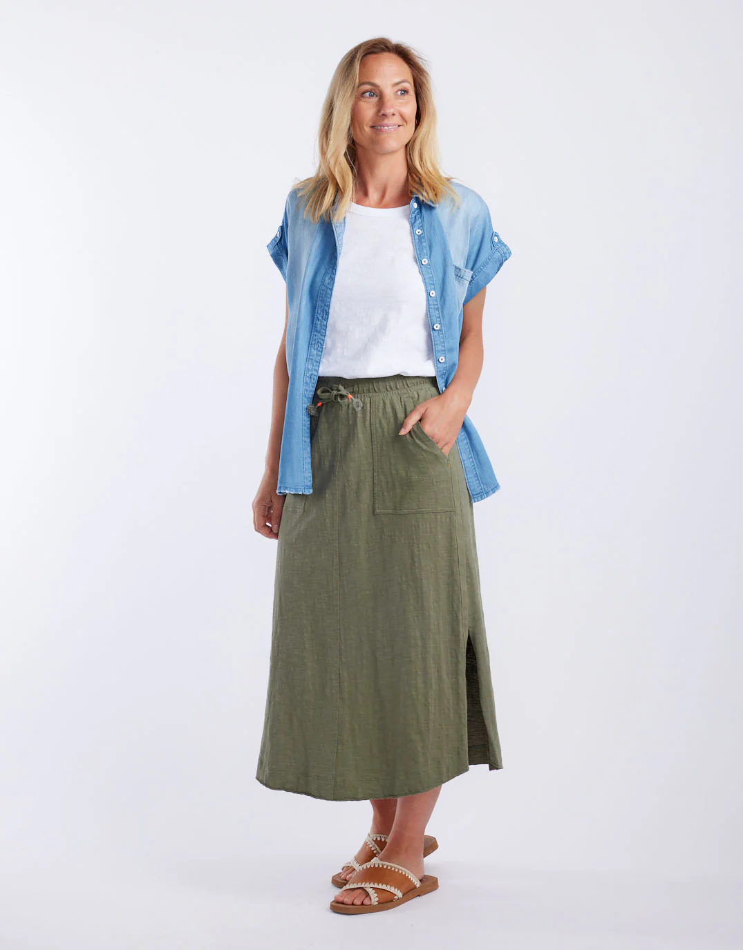 Signature Midi Skirt - Khaki - Image 3