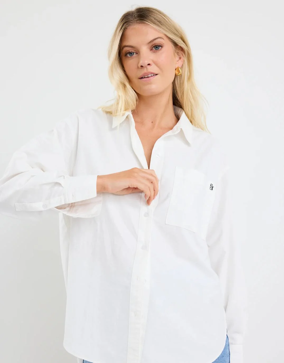 Signature Oxford Oversized Shirt - Ivory - Image 3