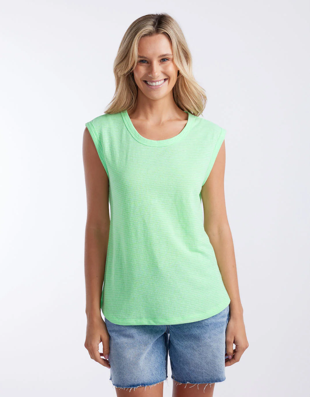 Sorbet Stripe Cali Tank - Neon Green - Image 2