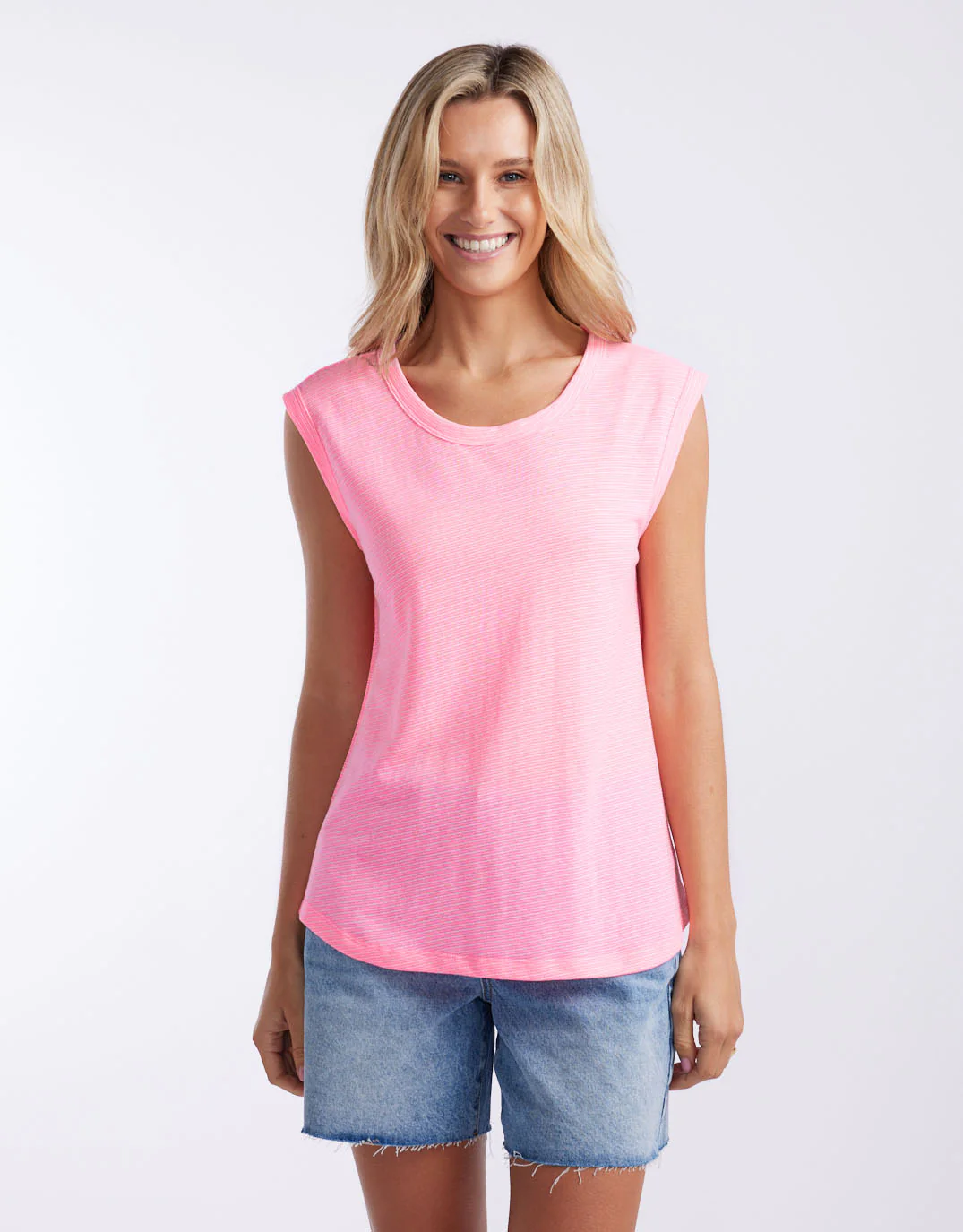 Sorbet Stripe Cali Tank - Neon Pink - Image 3