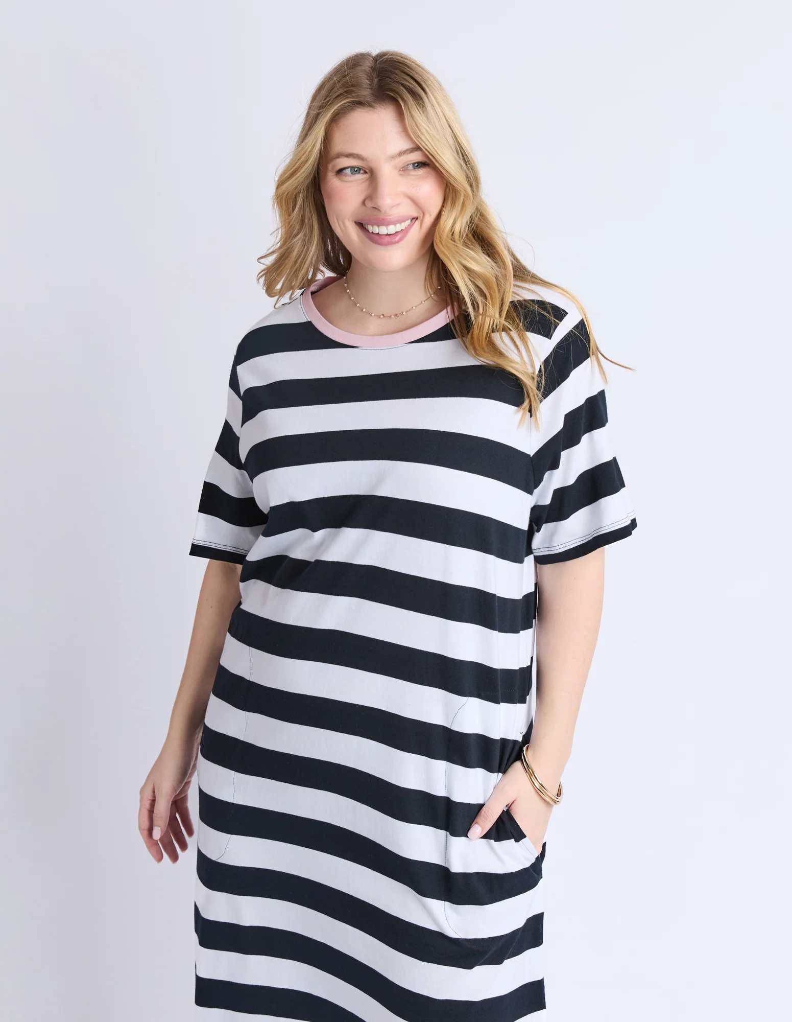 Sorrento Dress - Black & White Stripe - Image 3