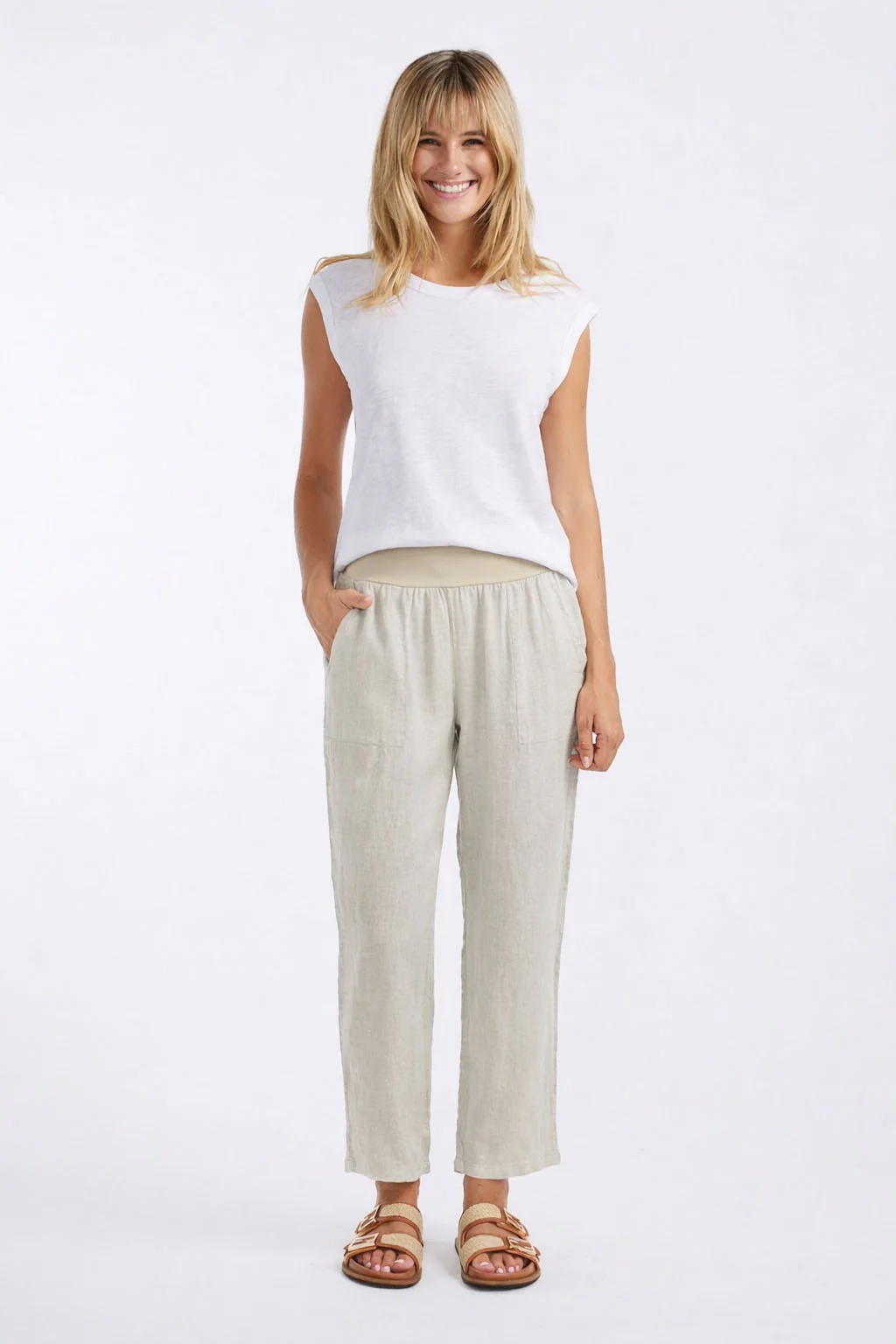 Sorrento Linen Pants - Beige - Image 2