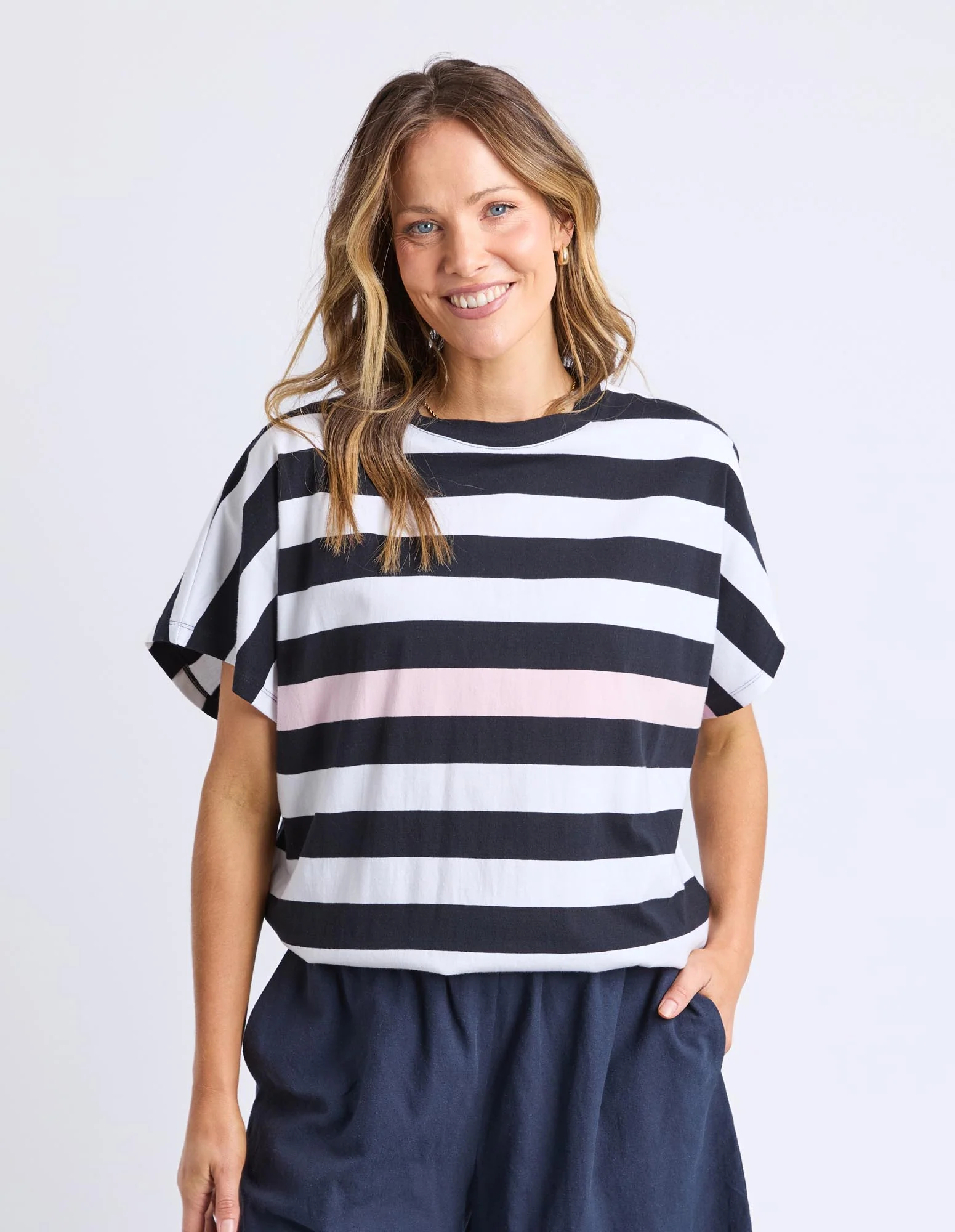 Sorrento Tee - Black & White Stripe