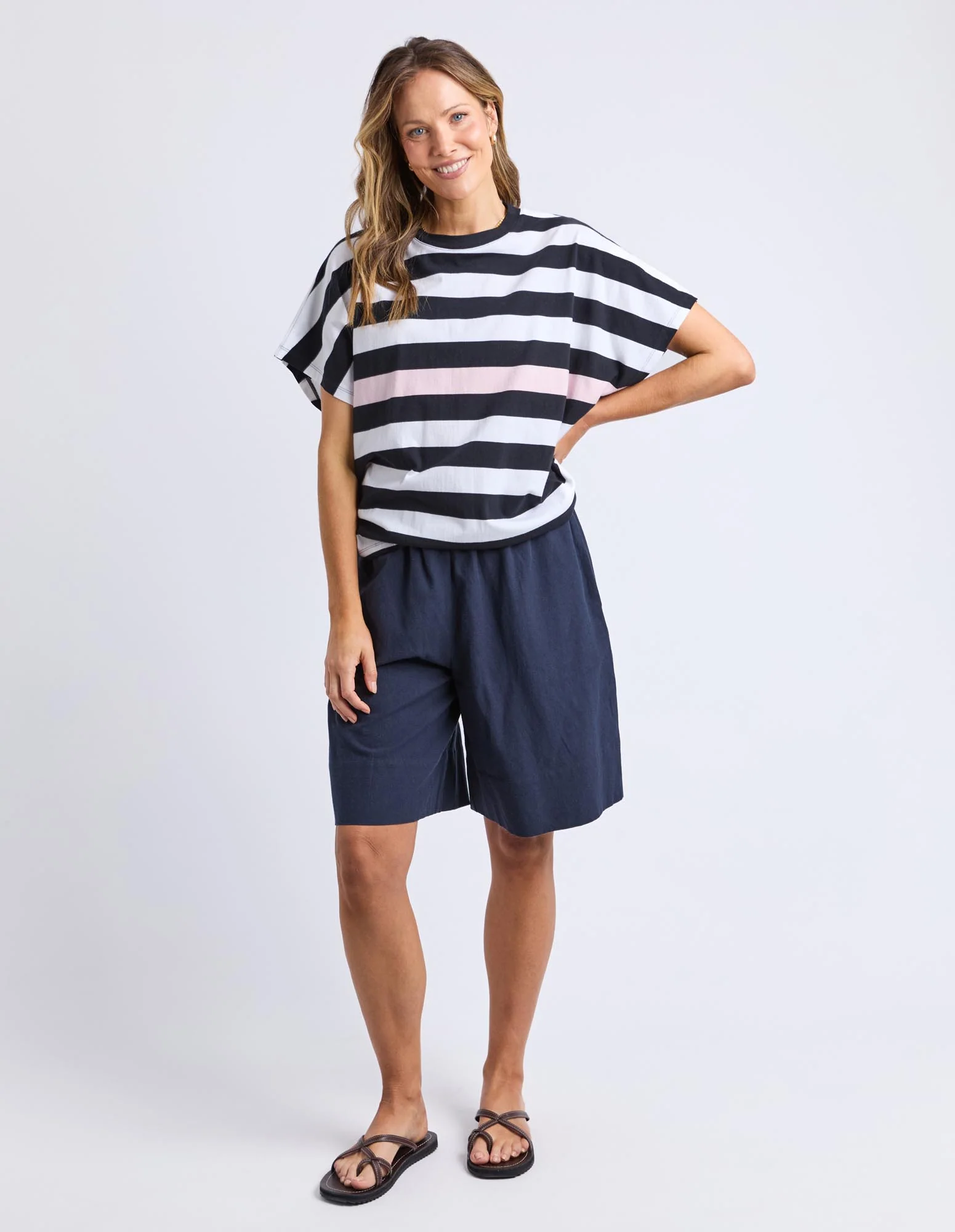 Sorrento Tee - Black & White Stripe - Image 3