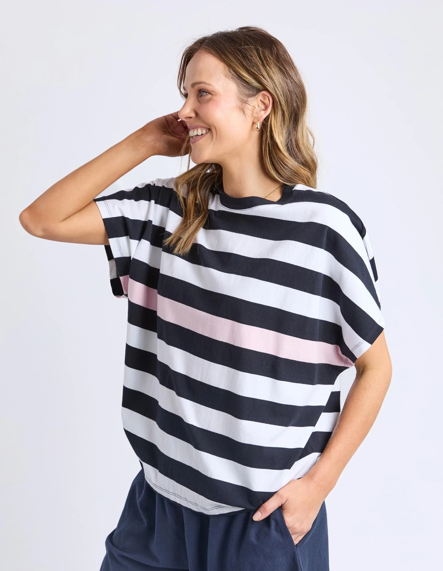 Sorrento Tee - Black & White Stripe - Image 4